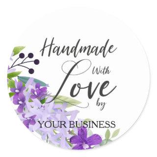 Purple Floral Craft Articles Handmade Classic Round Sticker