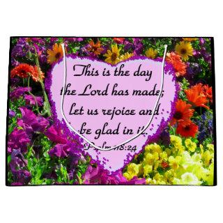 PURPLE FLORAL PSALM 118:24 PHOTO DESIGN LARGE GIFT BAG