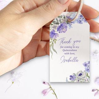 Purple Floral Quinceanera Thank You Gift Tags