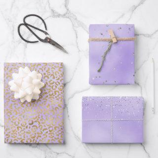 Purple Gold Glam Leopard Print  Sheets
