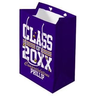 Purple|Gold Graduating Class Year Medium Gift Bag