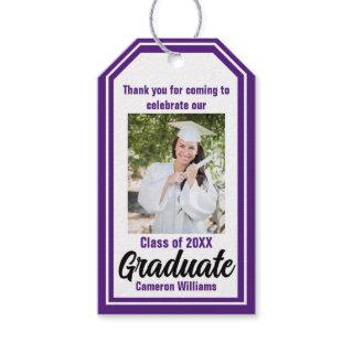 Purple Graduate Photo Personalized 2024 Graduation Gift Tags
