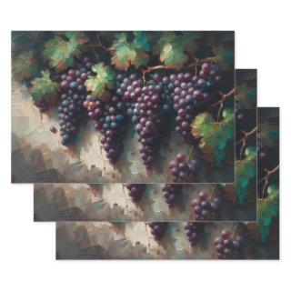 Purple Grapes and Vine Oil Painting Decoupage  Sheets