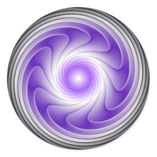Purple Gray 3D Swirl Modern Abstract Fractal Art Classic Round Sticker
