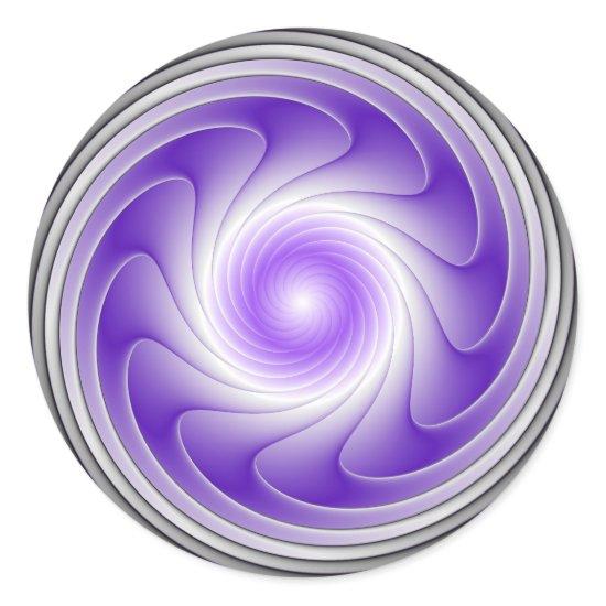 Purple Gray 3D Swirl Modern Abstract Fractal Art Classic Round Sticker