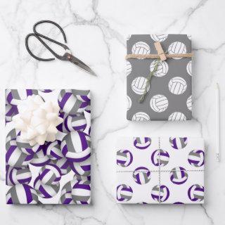 purple gray coordinating color theme volleyball   sheets