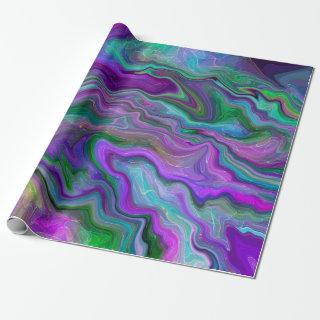 Purple, Green and Blue Fluid Art Abstract Birthday