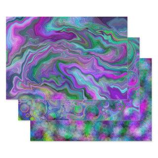 Purple, Green and Blue Fluid Art Abstract Birthday  Sheets