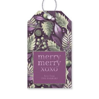 Purple Green Christmas Merry Pattern#22 ID1009 Gift Tags