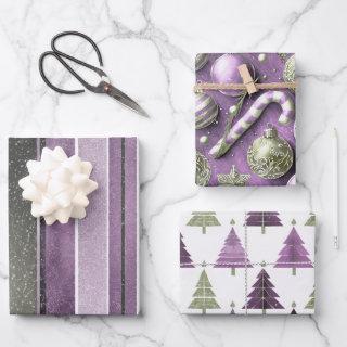 Purple Green Christmas Patterns #12#24#27 ID1009  Sheets