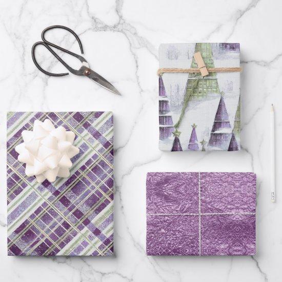 Purple Green Christmas Patterns #2#8#32  ID1009  Sheets