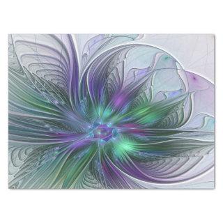 Purple Green Flower Modern Abstract Art Fractal Tissue Paper