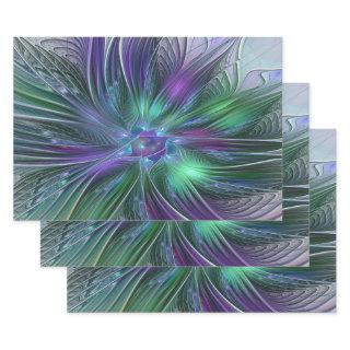 Purple Green Flower Modern Abstract Art Fractal  Sheets