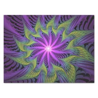 Purple Green Flower Modern Abstract Fractal Art Tissue Paper