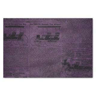 Purple Grunge Distressed Vintage Newspaper Tissue Paper