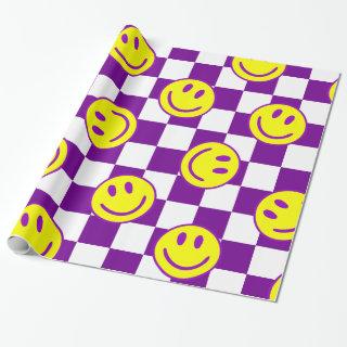 purple happy face check groovy
