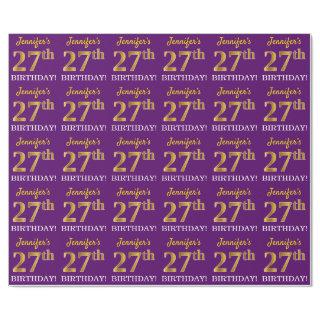 Purple, Imitation Gold Look "27th BIRTHDAY"