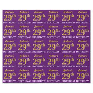 Purple, Imitation Gold Look "29th BIRTHDAY"