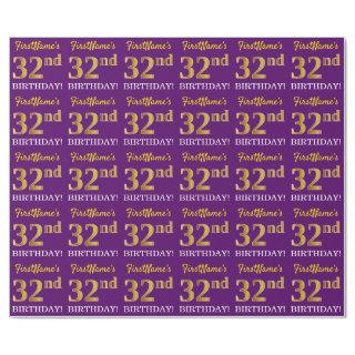 Purple, Imitation Gold Look "32nd BIRTHDAY"