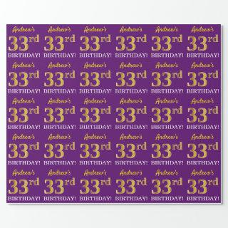 Purple, Imitation Gold Look "33rd BIRTHDAY"