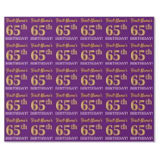 Purple, Imitation Gold Look "65th BIRTHDAY"