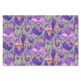Purple Iris Floral Pattern Tissue Paper