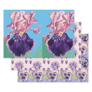 Purple Iris Irises flower Watercolor Painting  Sheets