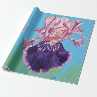 Purple Iris irises flowers Watercolor Wrapping Wra