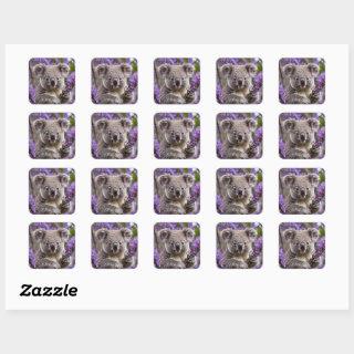 Purple Jacaranda Koala Bear, Square Sticker