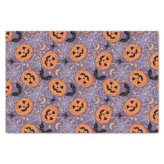 Purple Jack-O-Lantern Halloween Pattern Tissue Paper