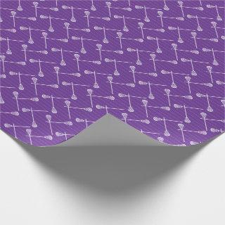 Purple Lacrosse White Sticks Patterned