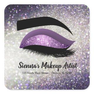 Purple Lashes Eye Square Sticker