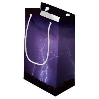 Purple Lightning in a Night Desert Thunder Storm Small Gift Bag