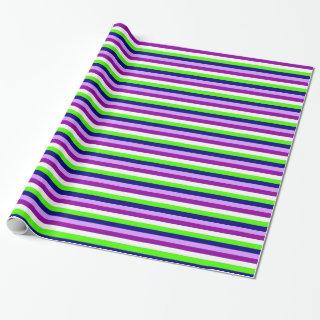 Purple Lime Lilac and White Stripes Pattern