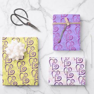 Purple Linked Hearts Pattern  Sheets