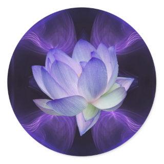 Purple Lotus and sacred geometry Classic Round Sticker