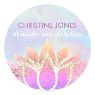 purple lotus flower skincare and esthetics classic round sticker