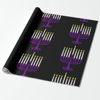 purple menorah hanukkah