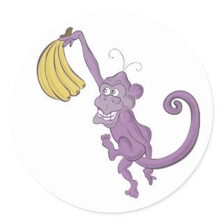 purple monkey classic round sticker