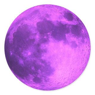 Purple Moon -Space Stars- Classic Round Sticker