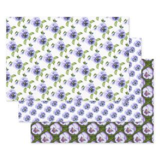 Purple Pansies Botanical Floral Art  Sheets