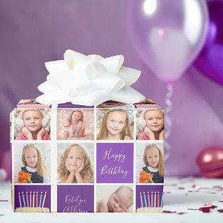 Purple Photo Collage Template Cute Custom Birthday