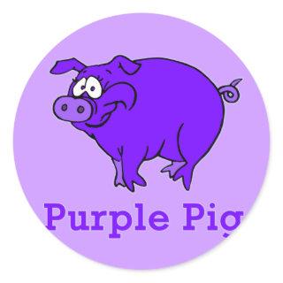 Purple Pig on Apparel, Mugs, Baby Shirts Classic Round Sticker