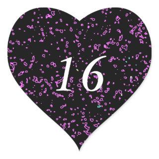Purple Pink Abstract Patterns Cute 16th Birthday Heart Sticker