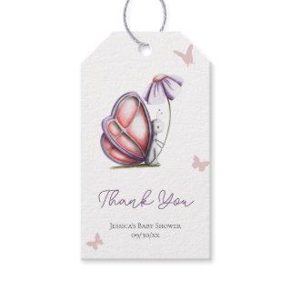 Purple Pink Butterfly with Flower Thank You Gift Tags