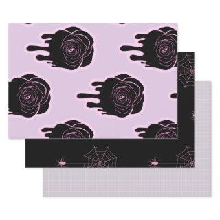 Purple Pink Dripping Rose Spider web Grid Hallowee  Sheets