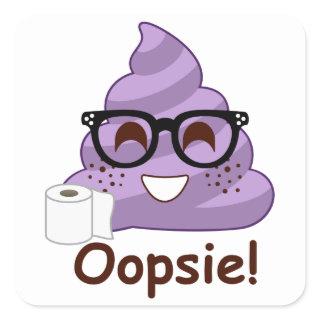 Purple Poop Emoji Oops Square Sticker