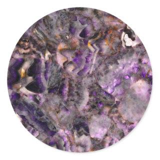 Purple quartz pattern, purple marble design  classic round sticker