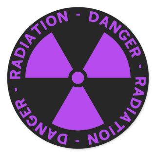 Purple Radiation Warning Classic Round Sticker