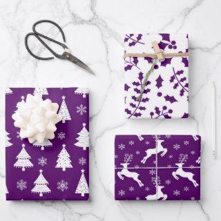 Purple Reindeer, Christmas Trees & Holly Patterns  Sheets